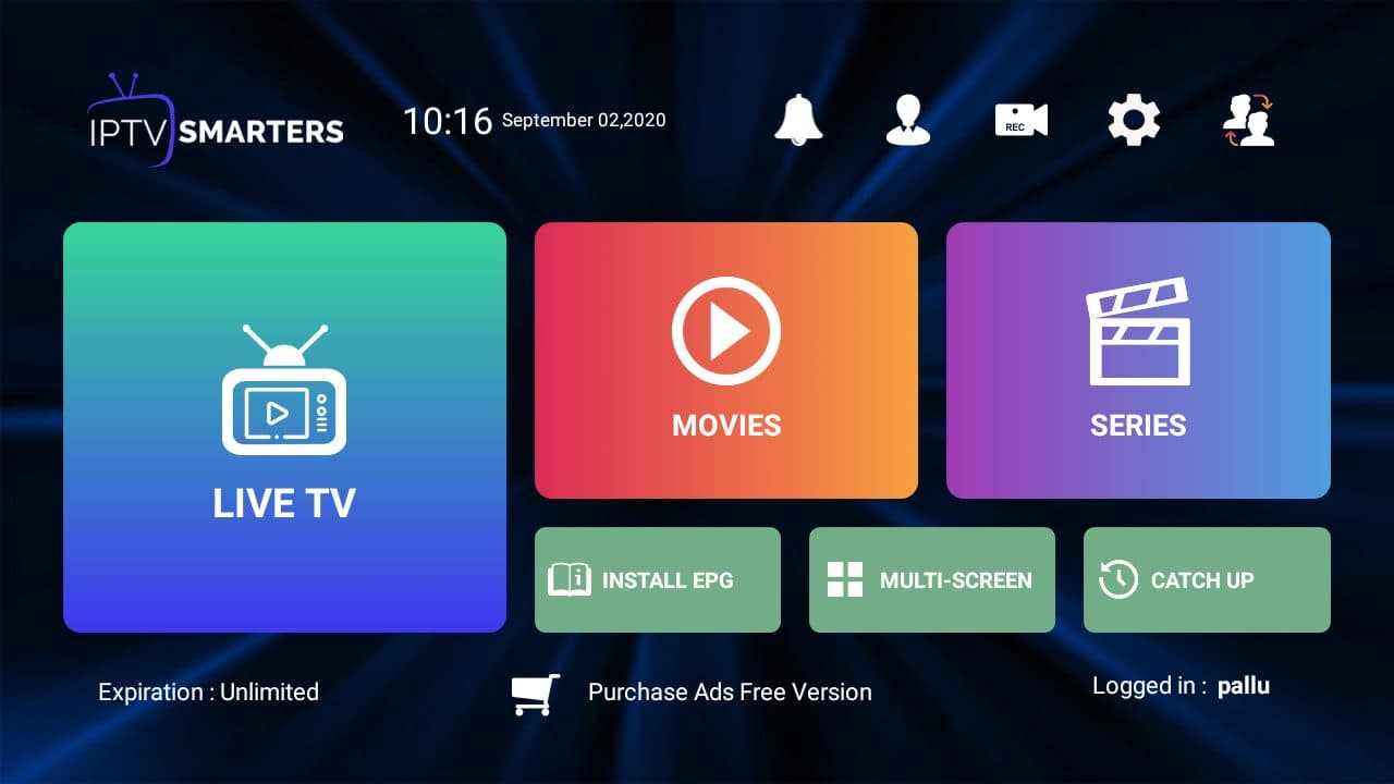 IPTV Smarters app interface compared across Smart TV, Firestick, and Android box