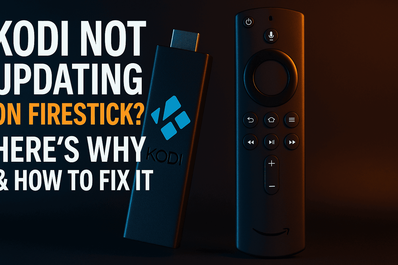 Kodi not updating on Firestick — troubleshooting guide hero image showing Firestick and Kodi logo