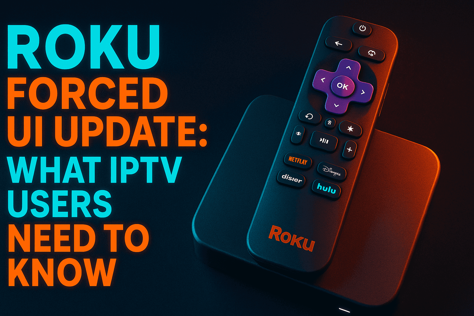 Roku new home screen IPTV setup showing updated tab-based UI on a 4K streaming device