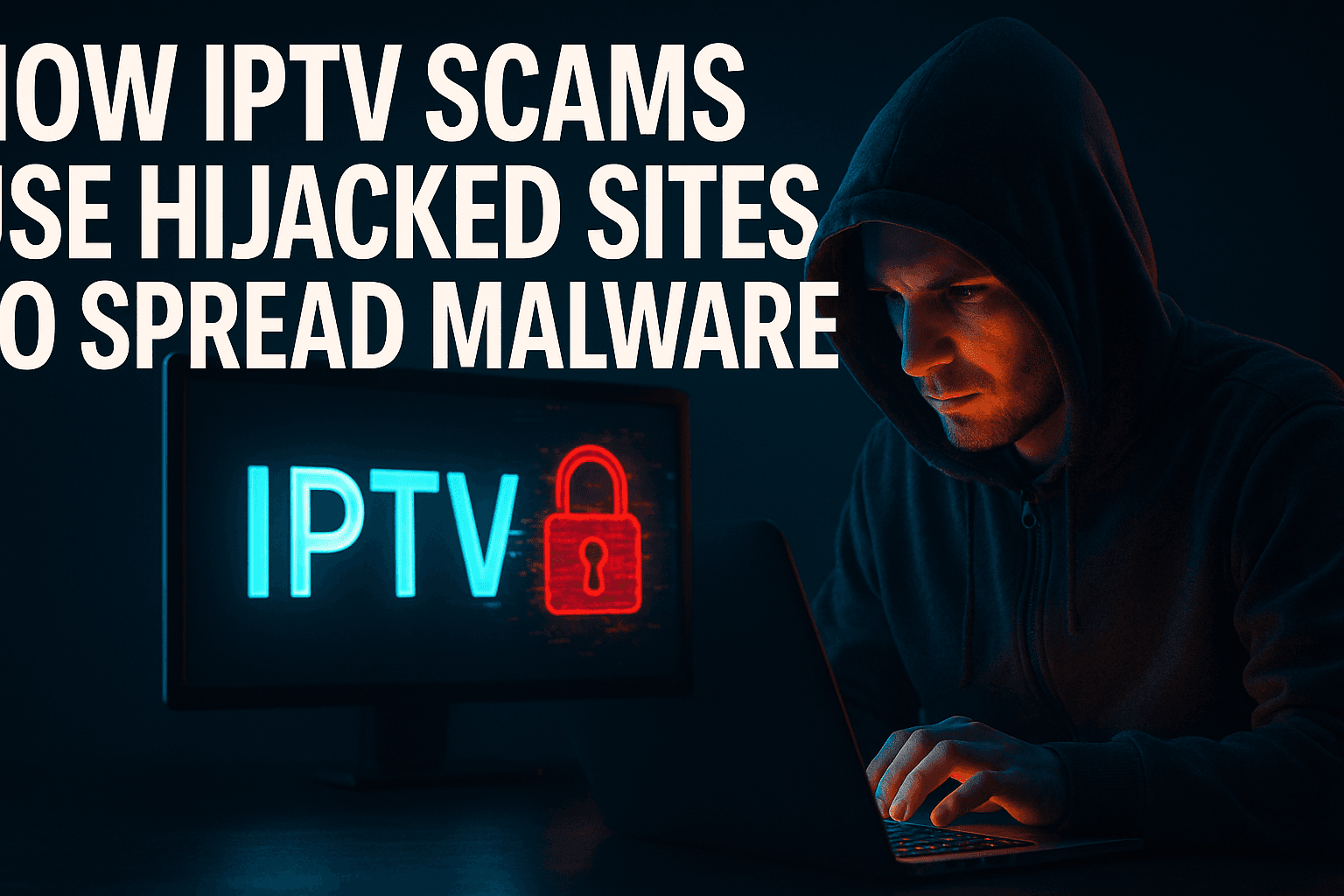 IPTV scams hijacked websites malware — hacker injecting fake IPTV links into a legitimate site