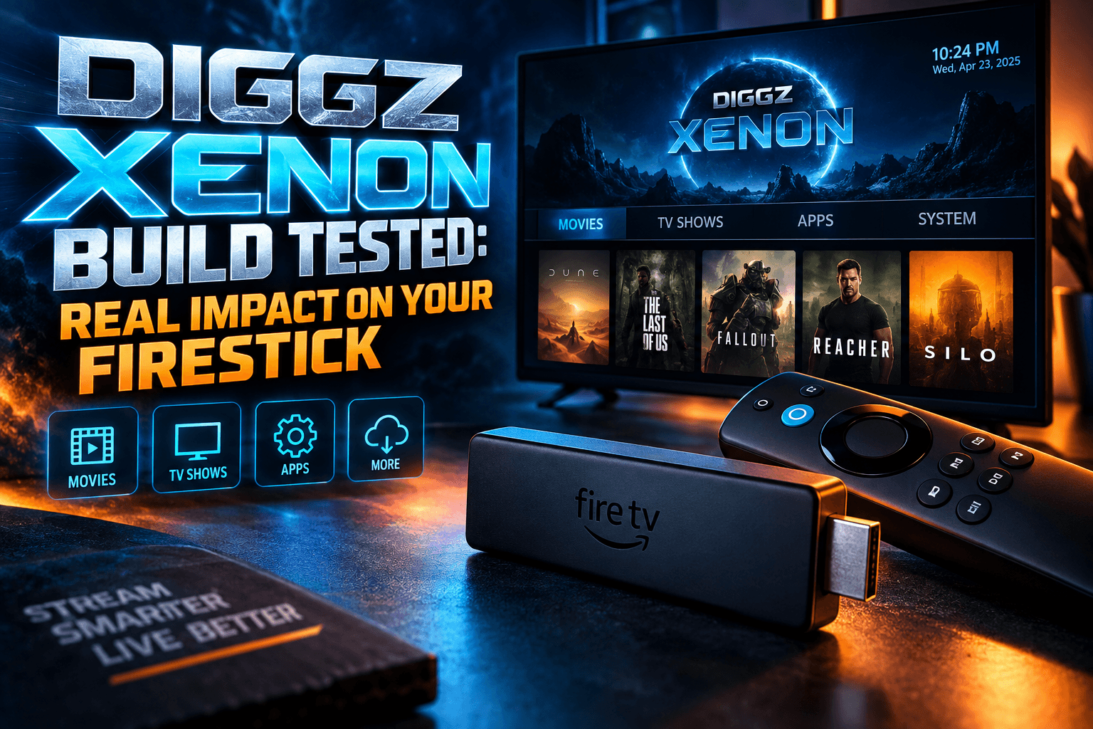 Diggz xenon build review: Firestick running Kodi with the Xenon skin home screen