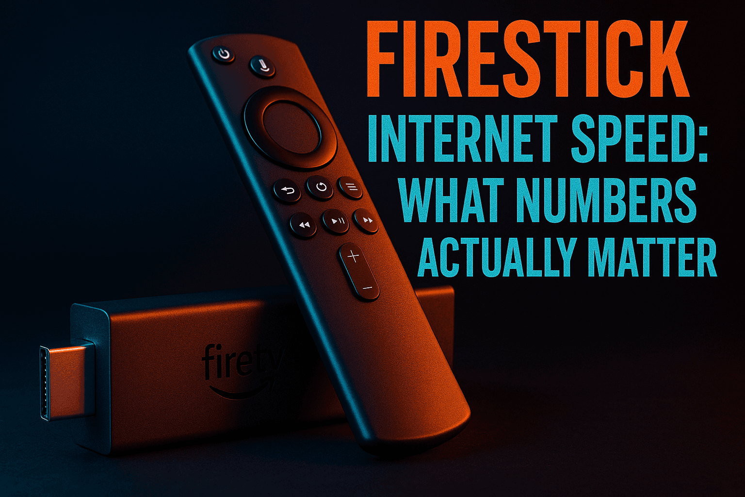 Internet speed test for Firestick streaming showing download, upload, and jitter results on a Fire TV device