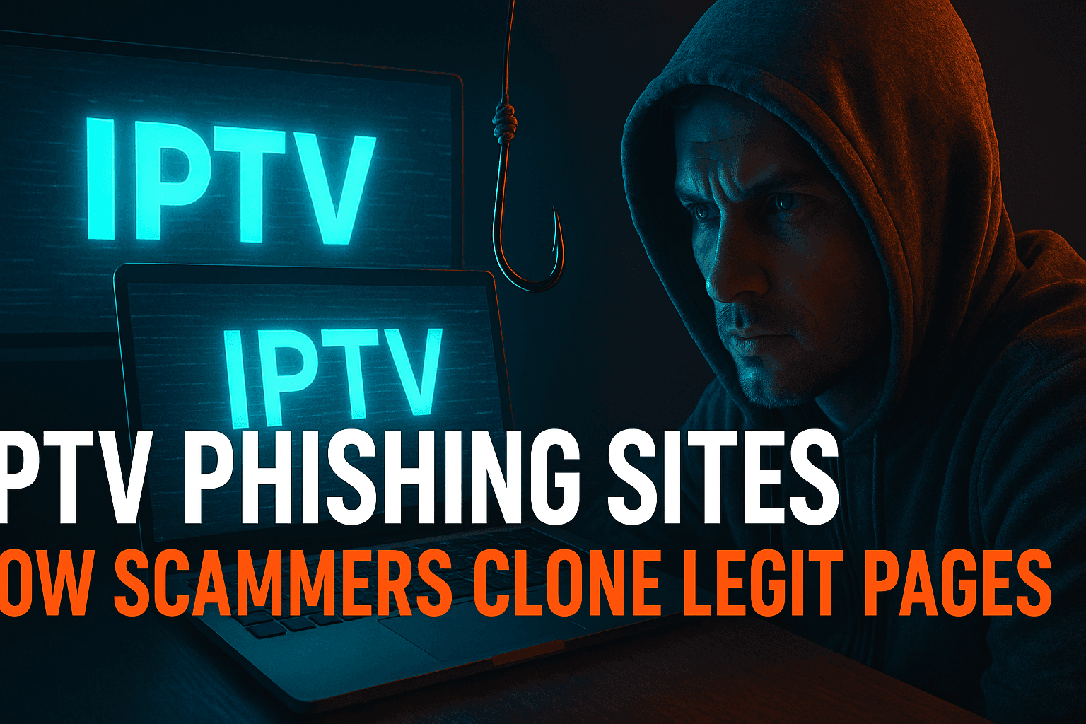 IPTV phishing sites clone legit pages — side-by-side fake vs real streaming checkout