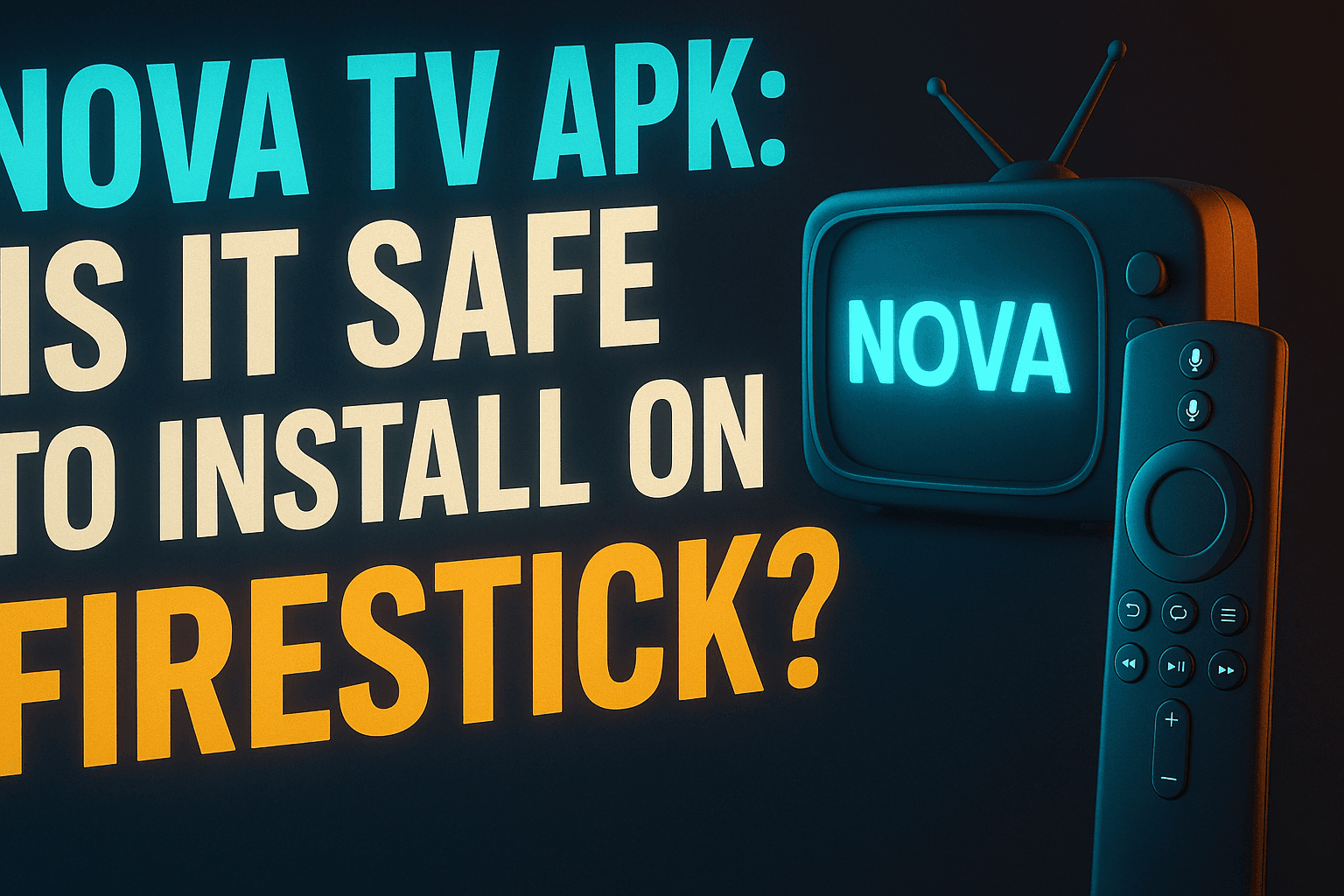 Nova TV APK Firestick safe install guide — hero image showing Firestick and APK security check