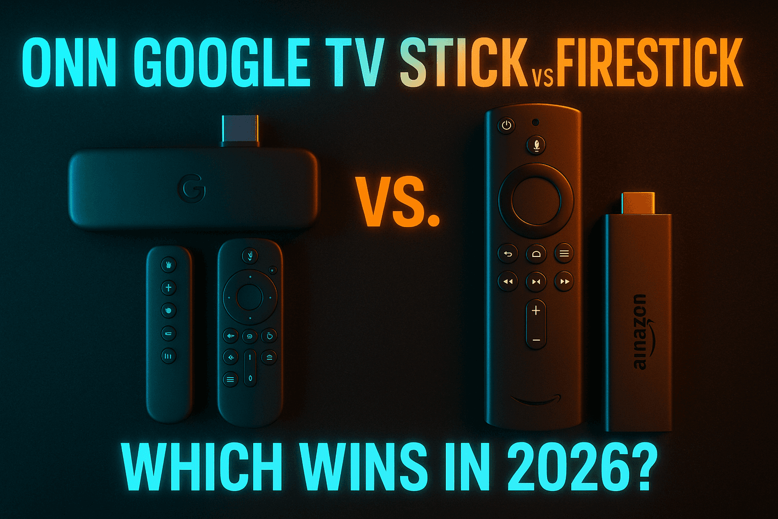 Onn Google TV stick vs Firestick side-by-side comparison for cord-cutters in 2026