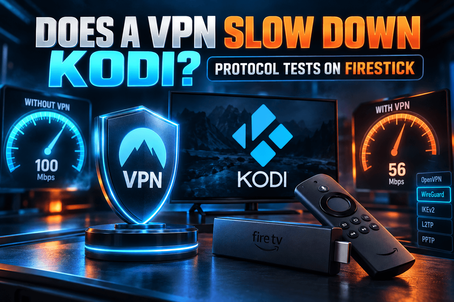 Does a VPN slow down Kodi: Fire TV Stick running Kodi next to VPN speed test results