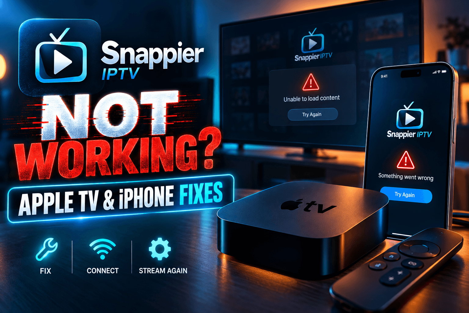 Snappier IPTV not working on Apple TV and iPhone with an empty channel list