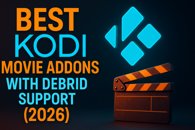 Best Kodi addons with debrid support hero image showing Kodi interface with Real-Debrid links
