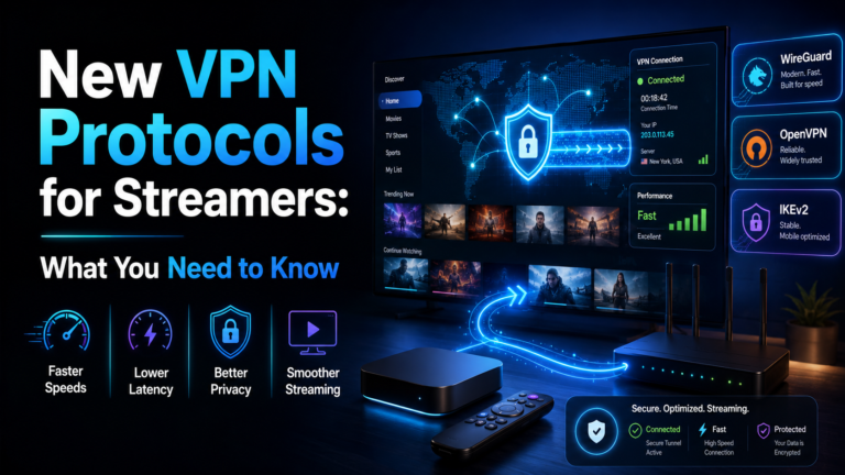 Comparison chart showing the best VPN protocol for streaming 2026 across WireGuard, Lightway, and NordLynx