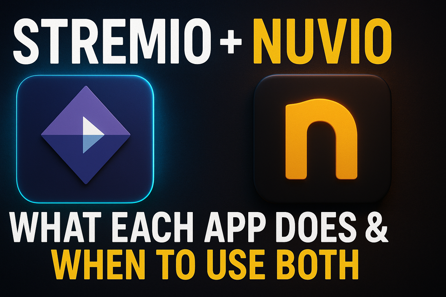 Stremio and Nuvio streaming setup shown on a TV and Android device side by side