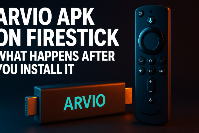 Arvio APK Firestick review — app interface open on a Fire TV 4K device