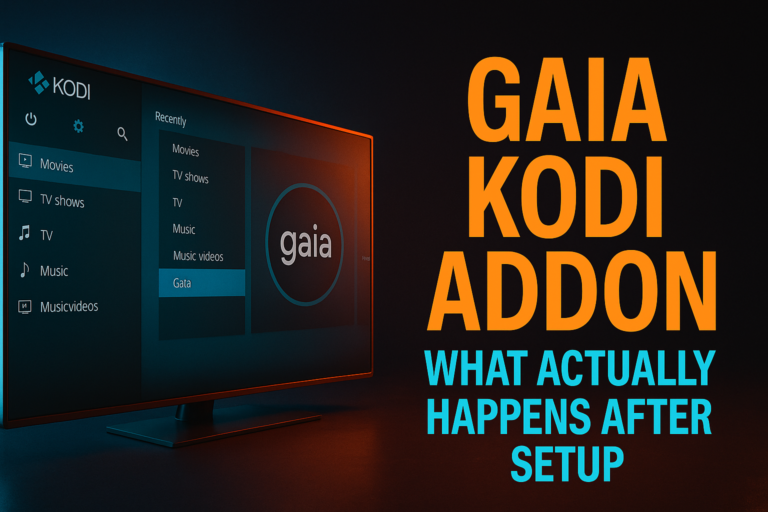 Gaia Kodi addon real performance — scraper results screen on NVIDIA Shield