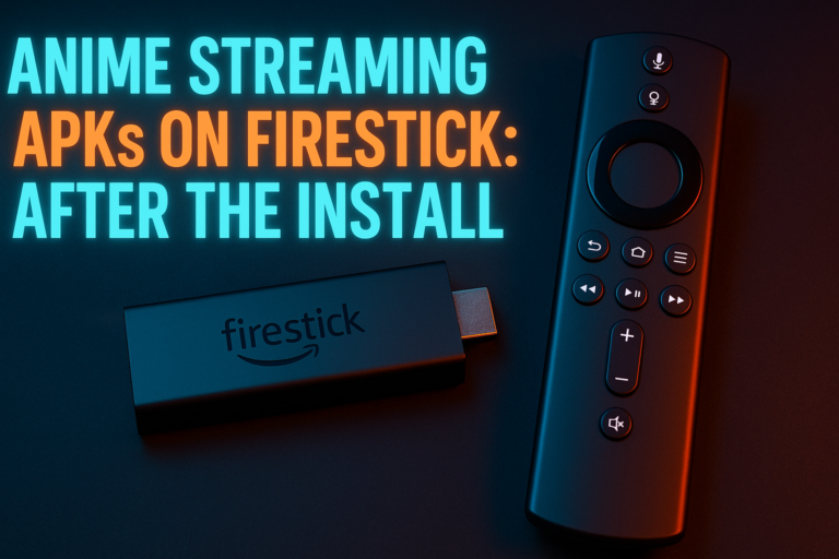 anime streaming APK Firestick setup showing sideloaded app on TV screen
