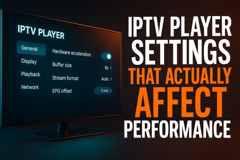 IPTV player settings for better performance shown on Firestick and Android TV app interface