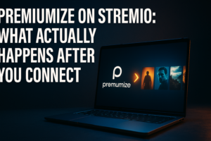 Premiumize Stremio setup performance test showing stream results on a Shield TV