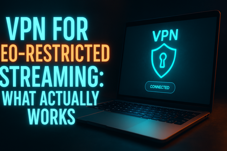 VPN for geo-restricted streaming — globe with server connection routes and streaming interface