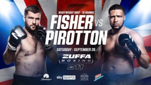 Fisher vs Pirotton live event graphic for UK and US PPV streaming on Live Event 07