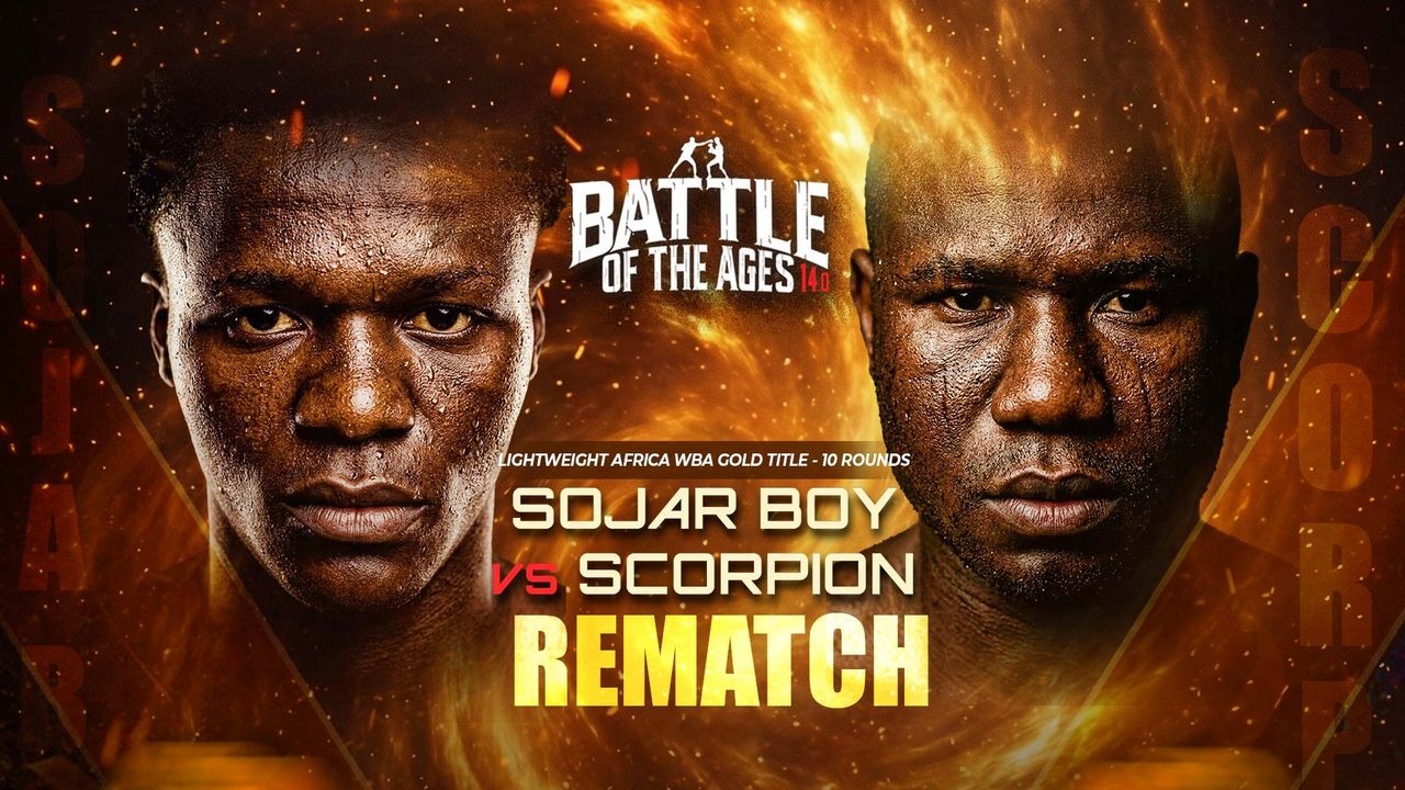 Sojar Boy vs Scorpion live PPV event graphic for UK and US pay-per-view streaming
